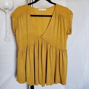 Mustard yellow V neck top